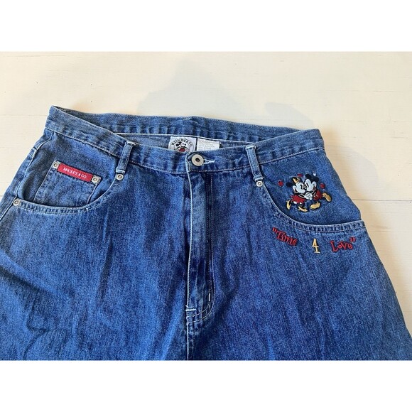 Vtg Mickey & Co Womans Embroidered Blue Denim Jeans 90s High Rise Straight - Picture 2 of 5